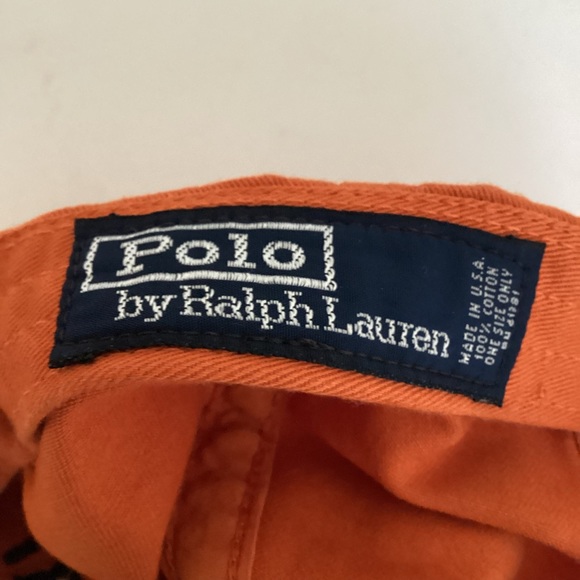 Vintage Polo Ralph Lauren Polo Sport RL Cap Hat Strap Back Orange USA Cotton OS - Picture 3 of 10